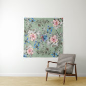 緑の背景フローラ水の色パターン。 タペストリー (インサイチュ(横))
