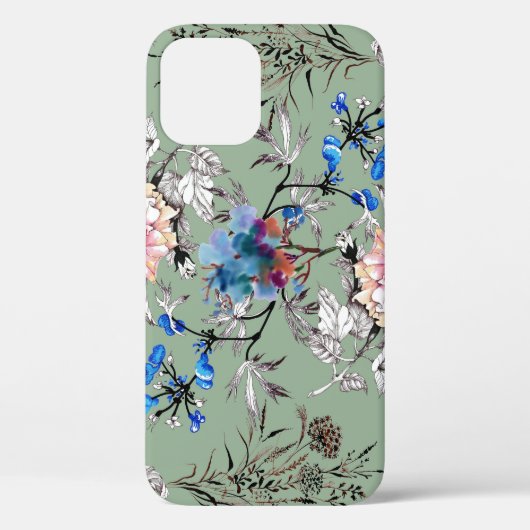 緑の背景フローラ水の色パターン。 Case-Mate iPhoneケース (裏面)