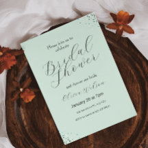 緑の背景ブラックミニマルブライダルシャワー