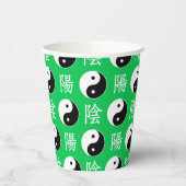 緑の背景中国の陽模様 紙コップ (左)
