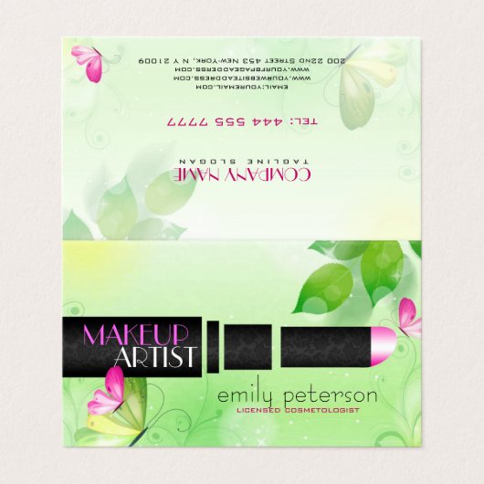 緑の背景(黒い美しい記号) 名刺 (外部フラット)