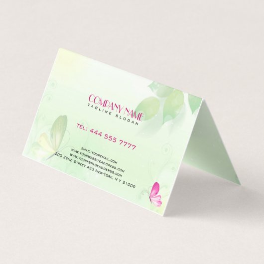 緑の背景(黒い美しい記号) 名刺 (裏面)