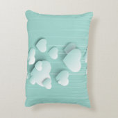 緑の背景(3D白色ハート) アクセントクッション (裏面(縦))