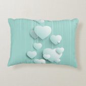 緑の背景(3D白色ハート) アクセントクッション (裏面)