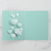 緑の背景(3D白色ハート) カード (内部)