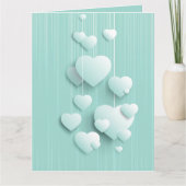 緑の背景(3D白色ハート) カード (正面)