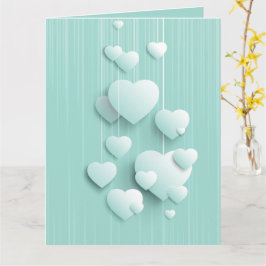 緑の背景(3D白色ハート) カード