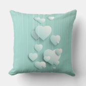 緑の背景(3D白色ハート) クッション (正面)