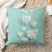 緑の背景(3D白色ハート) クッション (ブランケット)