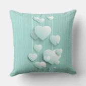 緑の背景(3D白色ハート) クッション (裏面)