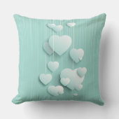 緑の背景(3D白色ハート) クッション (正面)