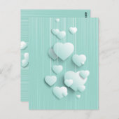 緑の背景(3D白色ハート) ポストカード (正面/裏面)
