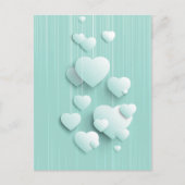 緑の背景(3D白色ハート) ポストカード (正面)