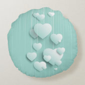 緑の背景(3D白色ハート) ラウンドクッション (裏面)