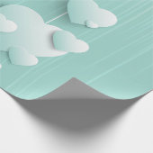 緑の背景(3D白色ハート) ラッピングペーパー (角)