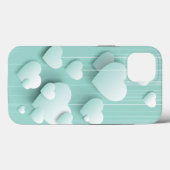 緑の背景(3D白色ハート) Case-Mate iPhoneケース (裏面 (横))