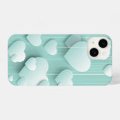 緑の背景(3D白色ハート) iPhoneケース (裏面横)