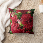緑の背部が付いている赤い菊のpilliow クッション (ブランケット)