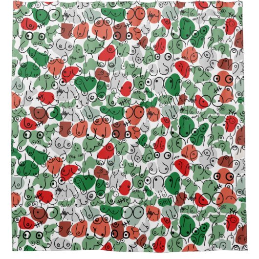 緑の胸デザイン シャワーカーテン (正面)