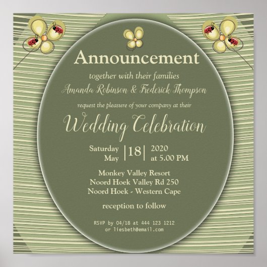 緑の自然のヒューストライプズ& – フラワーフレンズ ポスター (正面)