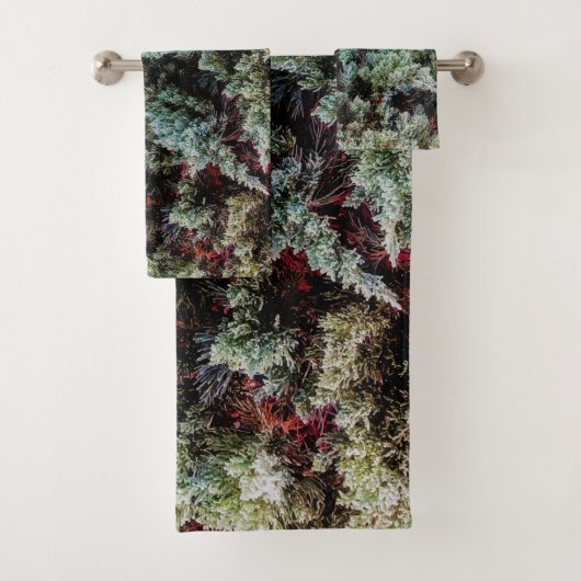 緑の自然クールパターン バスタオルセット (インサイチュ)