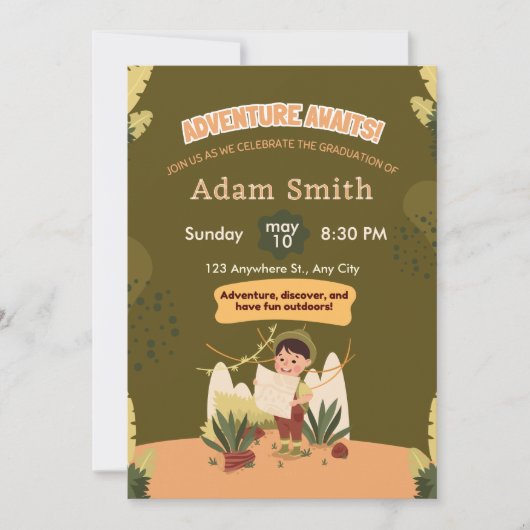 緑の自然幼稚園卒園招待状 招待状 (正面)