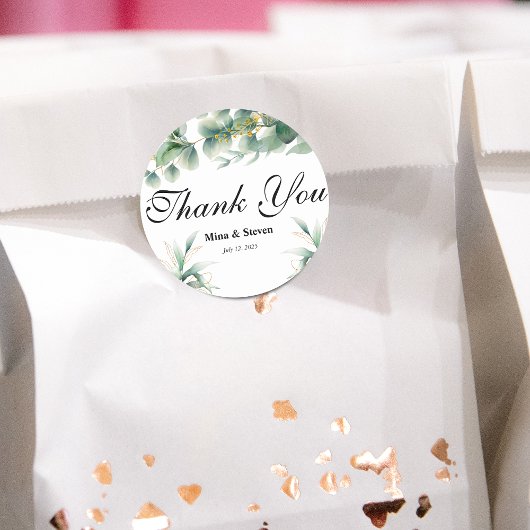 緑の自然感謝していユーカリ結婚の ラウンドシール