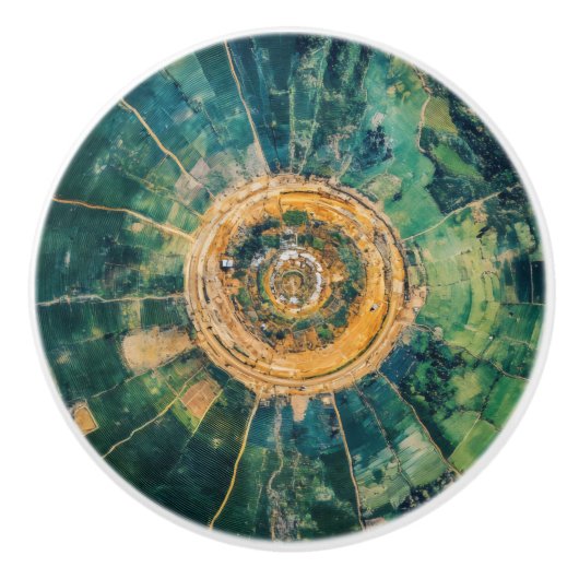 緑の自然石模様 セラミックノブ (正面)