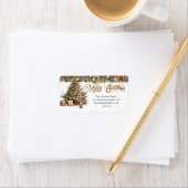 緑の自然金ゴールドクリスマスツリーくるみ割り ラベル (インサイチュ)