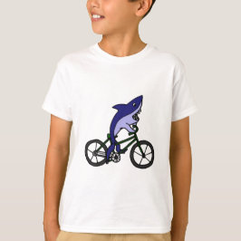 緑の自転車に乗っているおもしろいのヨシキリザメ Tシャツ