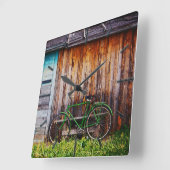 緑の自転車1の柱時計 スクエア壁時計 (傾斜)