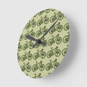 緑の自転車 ラウンド壁時計 (傾斜)
