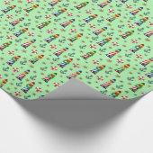 緑の航海の背景にクリスマスライトハウス ラッピングペーパー (角)