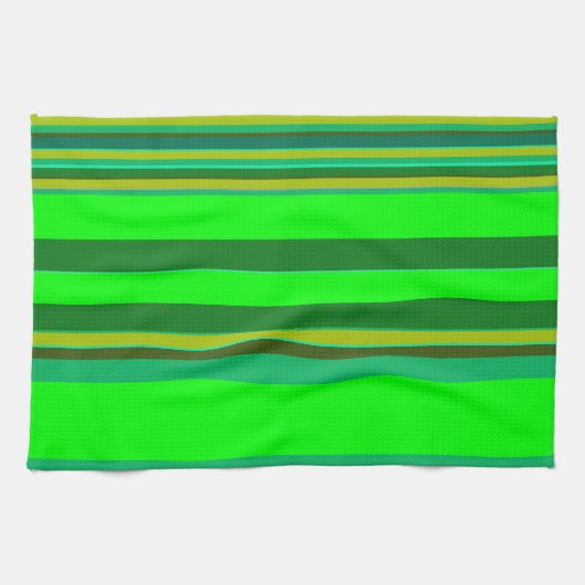 緑の色のストライプパターンカスタマイズデザイナ キッチンタオル (横)