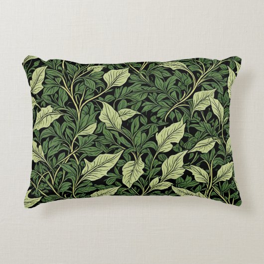 緑の色合いのつる植物のクラスター アクセントクッション (正面)
