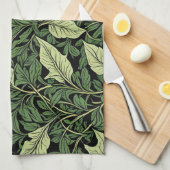緑の色合いのつる植物のクラスター キッチンタオル (四つ折り)