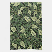 緑の色合いのつる植物のクラスター キッチンタオル (縦)
