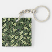 緑の色合いのつる植物のクラスター キーホルダー (裏面)