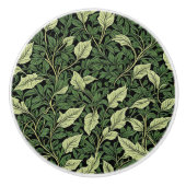 緑の色合いのつる植物のクラスター セラミックノブ (正面)