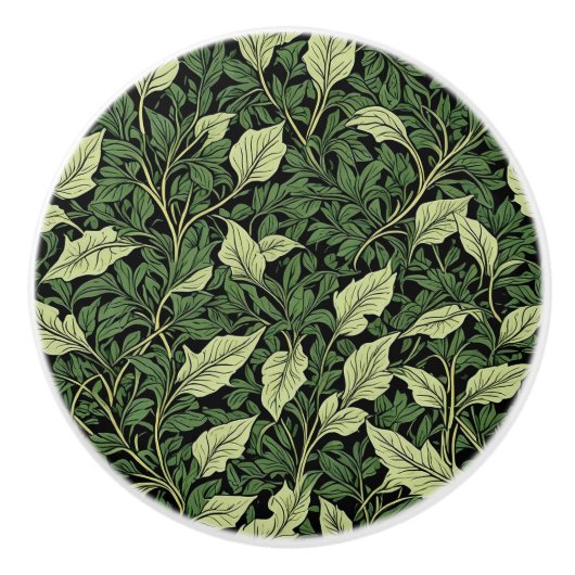 緑の色合いのつる植物のクラスター セラミックノブ (正面)