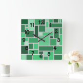 緑の色合い スクエア壁時計 (ホーム)