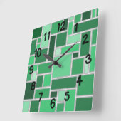 緑の色合い スクエア壁時計 (傾斜)