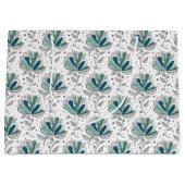 緑の色彩豊かな花の抽象的な落書きアートスタイル ラージペーパーバッグ (正面)