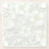 緑の色調、フローラルパターン ガラスコースター (裏面)