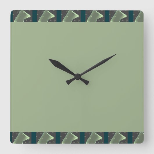 緑の色 スクエア壁時計 (正面)