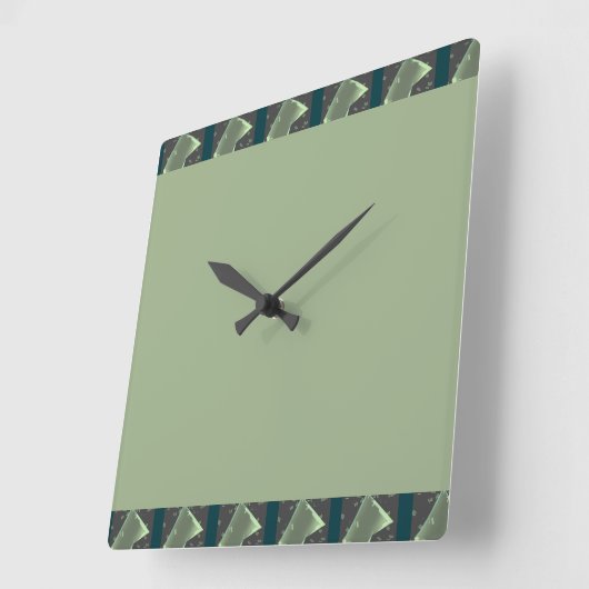 緑の色 スクエア壁時計 (傾斜)