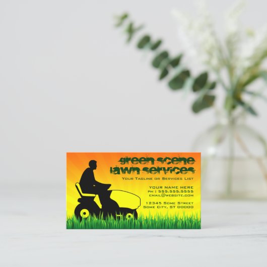 緑の芝刈りサービス 名刺 (スタンド正面)