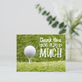緑の芝生の上に置かれたゴルフボールに「Thank you so much」と書かれたもの ポストカード (スタンド正面)