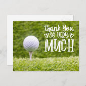 緑の芝生の上に置かれたゴルフボールに「Thank you so much」と書かれたもの ポストカード (正面/裏面)