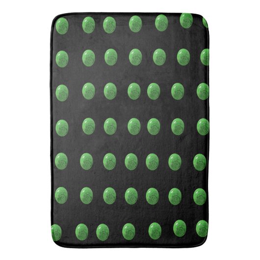 緑の芝生の上の黒いボウル バスマット (正面縦)